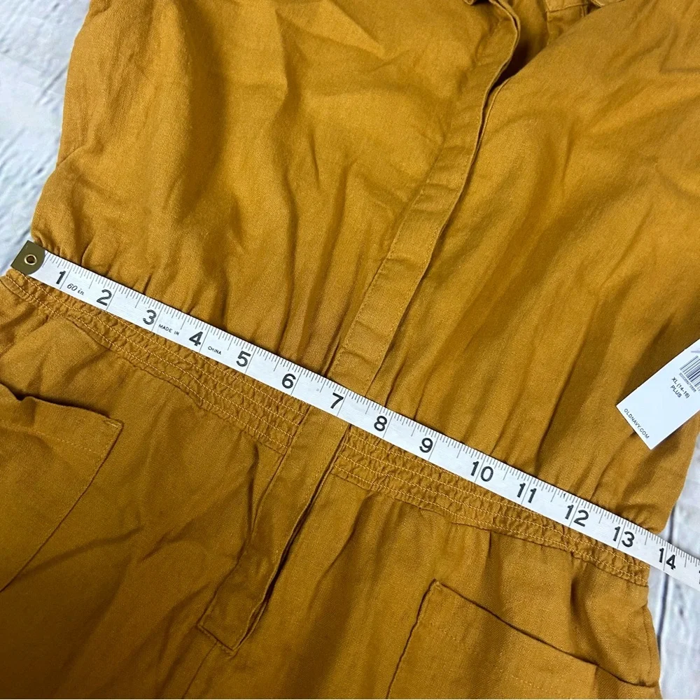 NWT Old Navy yellow linen short sleeve shorts romper